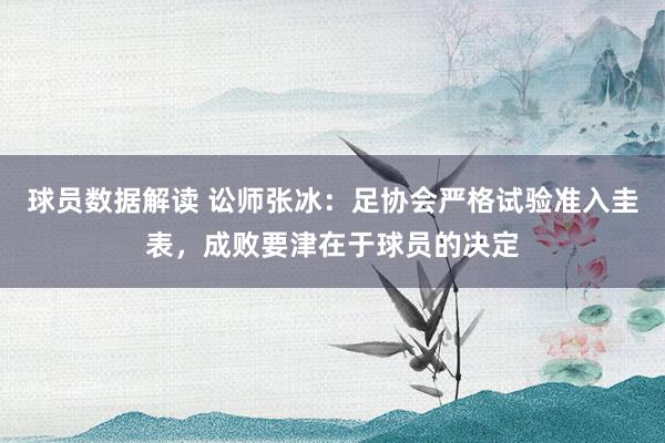 球员数据解读 讼师张冰：足协会严格试验准入圭表，成败要津在于球员的决定