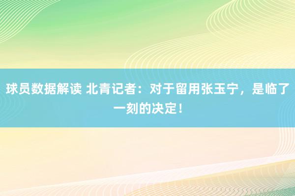 球员数据解读 北青记者：对于留用张玉宁，是临了一刻的决定！