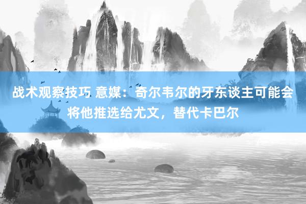 战术观察技巧 意媒：奇尔韦尔的牙东谈主可能会将他推选给尤文，替代卡巴尔