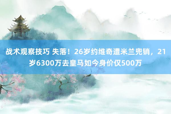 战术观察技巧 失落！26岁约维奇遭米兰兜销，21岁6300万去皇马如今身价仅500万