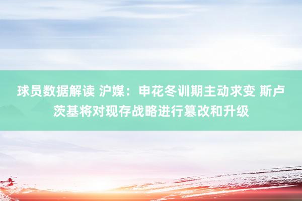 球员数据解读 沪媒：申花冬训期主动求变 斯卢茨基将对现存战略进行篡改和升级