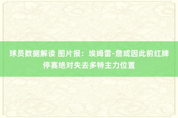 球员数据解读 图片报：埃姆雷-詹或因此前红牌停赛绝对失去多特主力位置