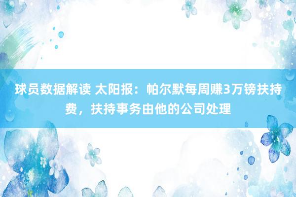 球员数据解读 太阳报：帕尔默每周赚3万镑扶持费，扶持事务由他的公司处理