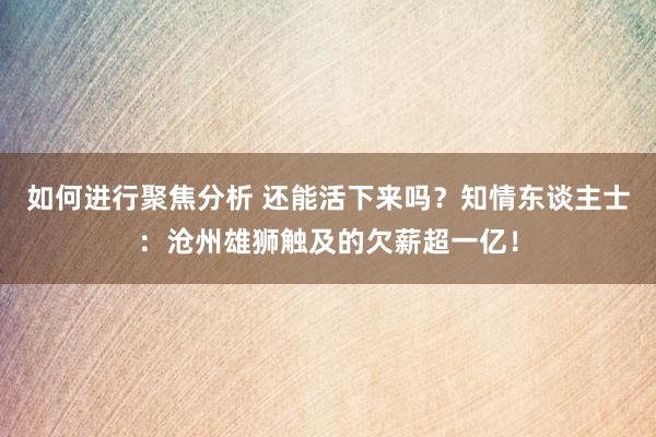 如何进行聚焦分析 还能活下来吗？知情东谈主士：沧州雄狮触及的欠薪超一亿！