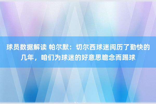 球员数据解读 帕尔默：切尔西球迷阅历了勤快的几年，咱们为球迷的好意思瞻念而踢球