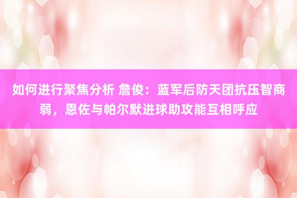 如何进行聚焦分析 詹俊：蓝军后防天团抗压智商弱，恩佐与帕尔默进球助攻能互相呼应