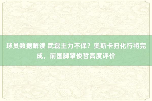 球员数据解读 武磊主力不保？奥斯卡归化行将完成，前国脚肇俊哲高度评价